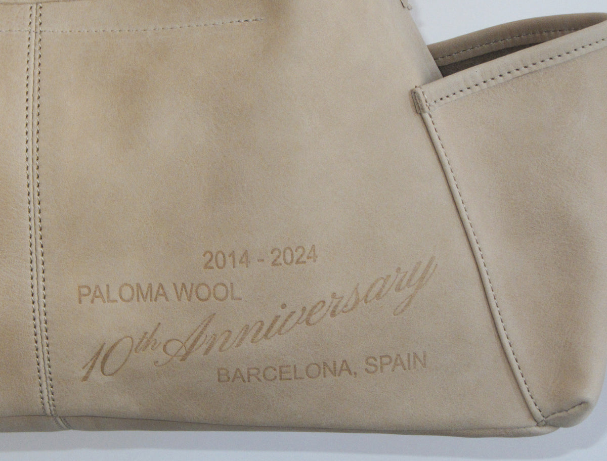 10years shoulder bag leather patch beige