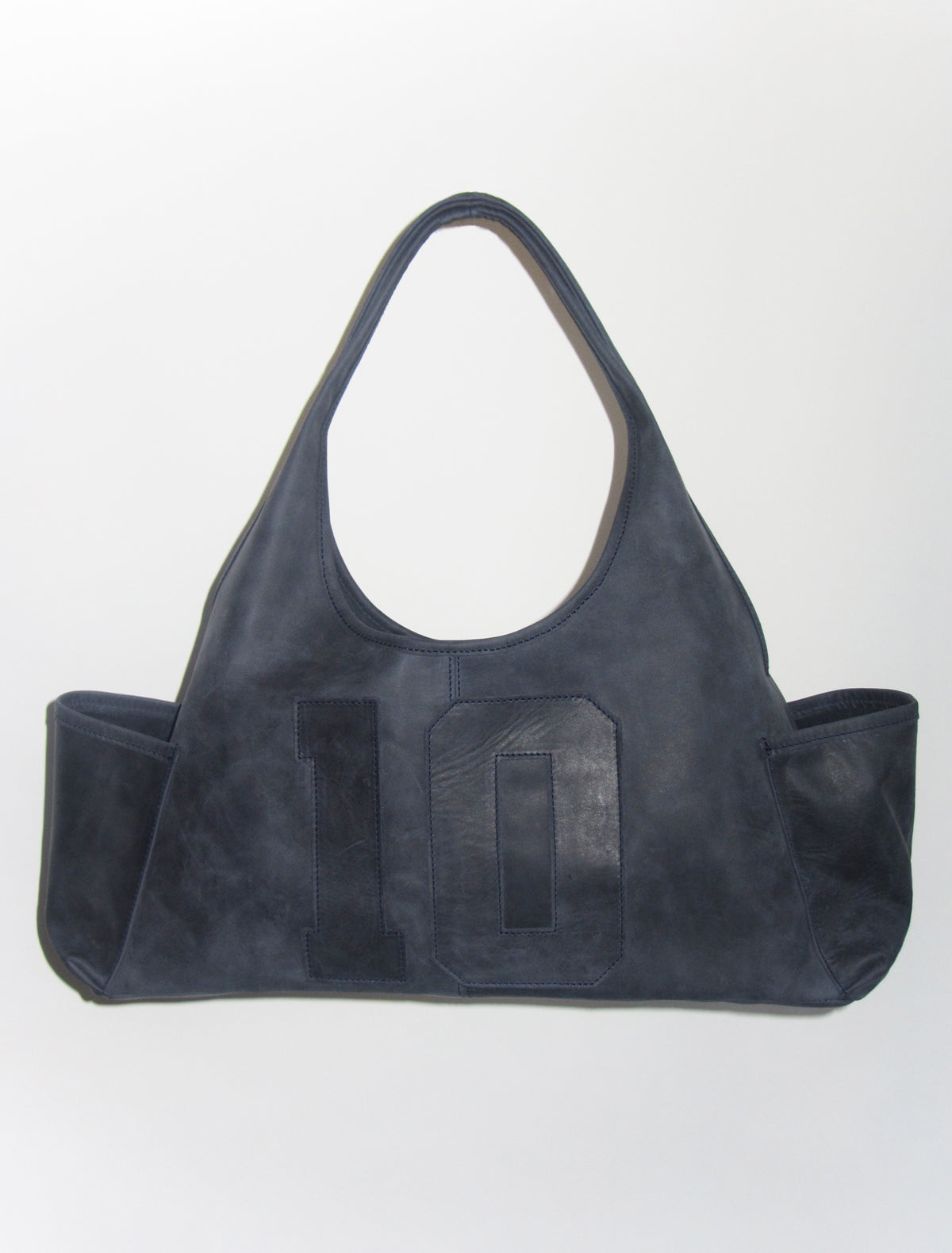 10years shoulder bag leather patch greyishblue