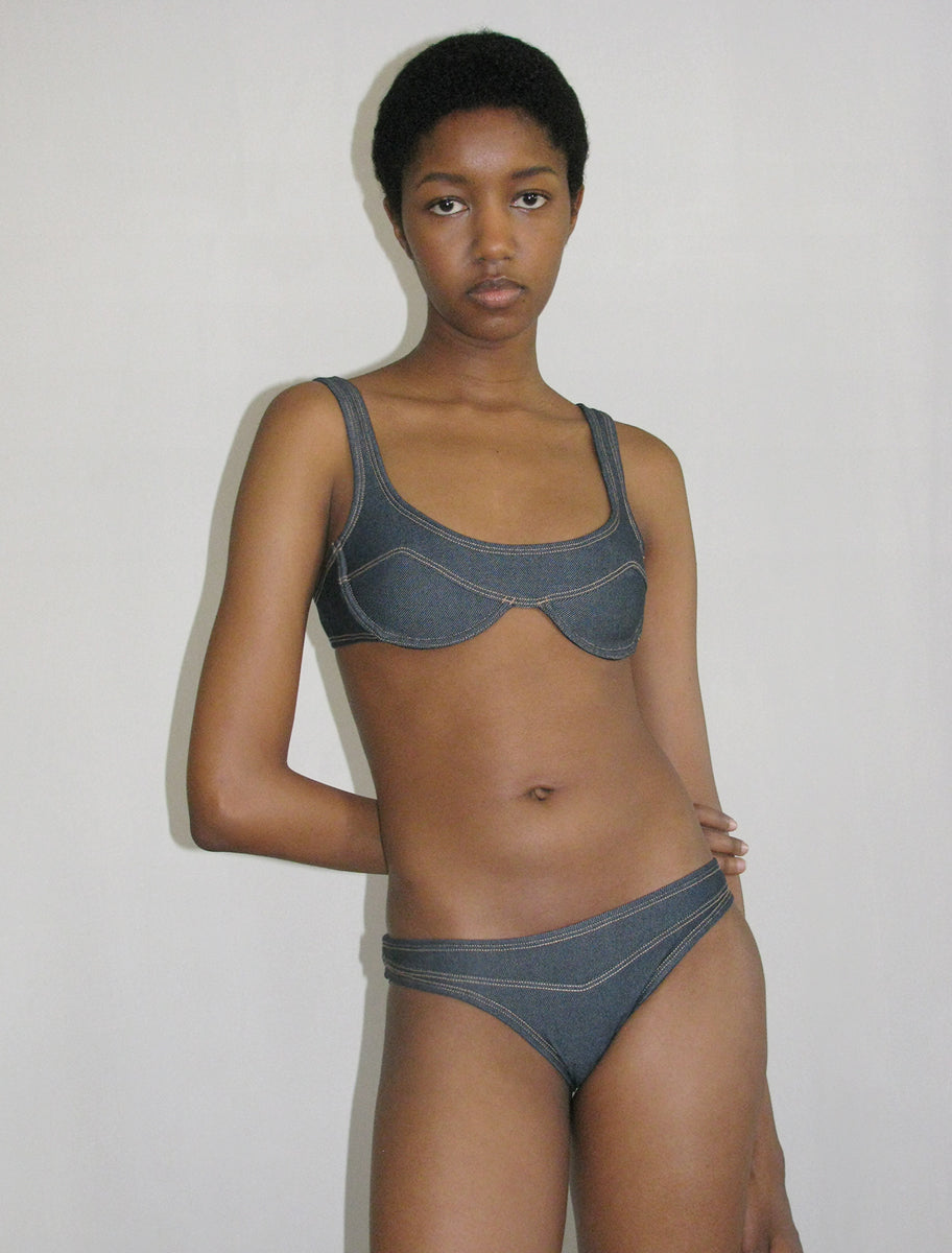 Polly denim effect bikini top