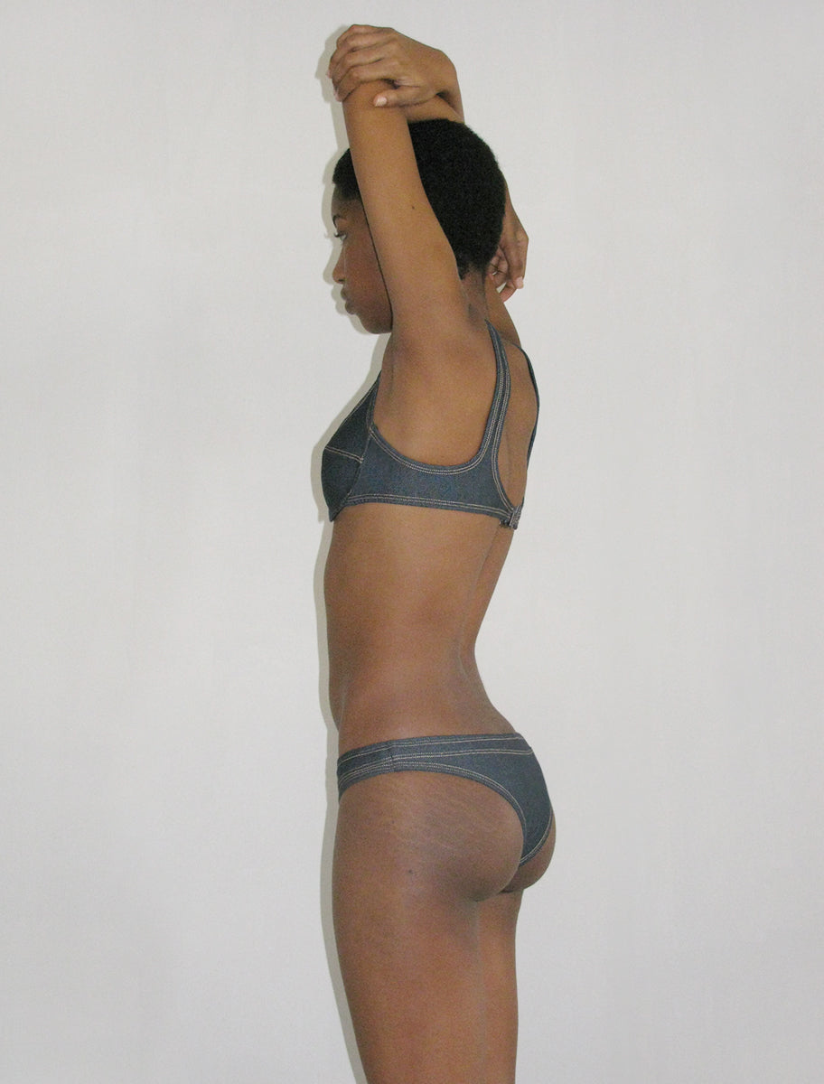 Polly denim effect bikini top