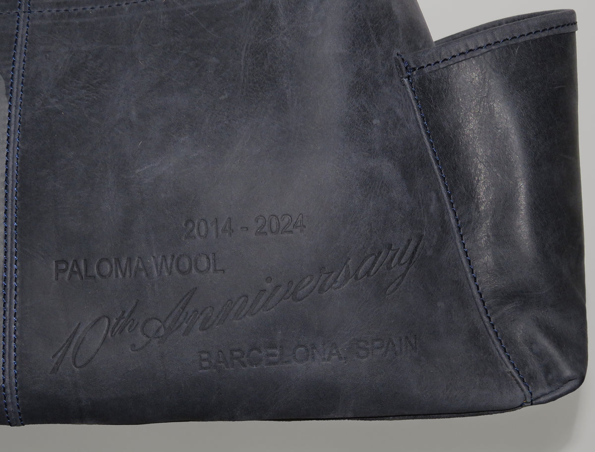 10years shoulder bag leather patch greyishblue