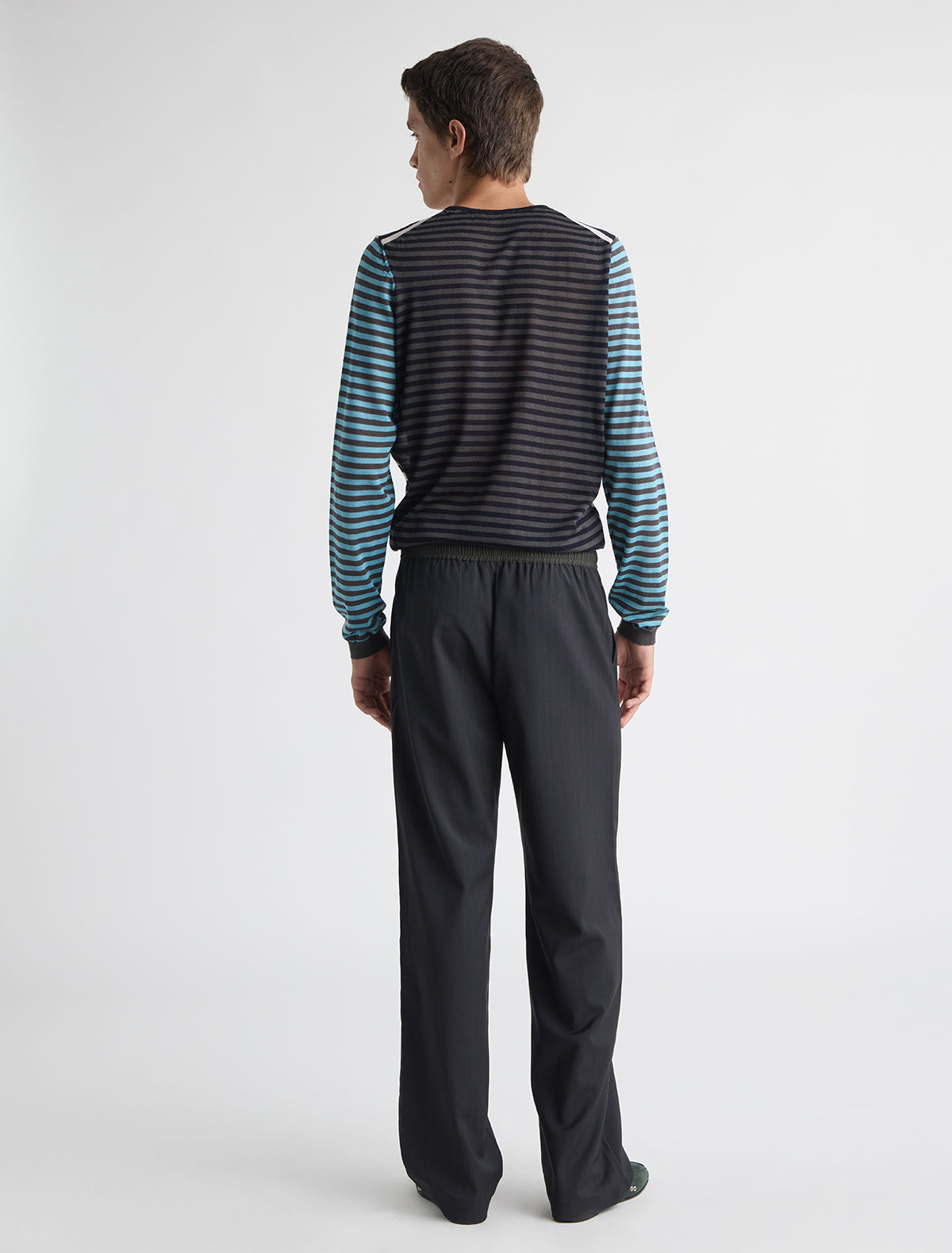 Gales tailored trousers contrasting waistband interior elastic grey