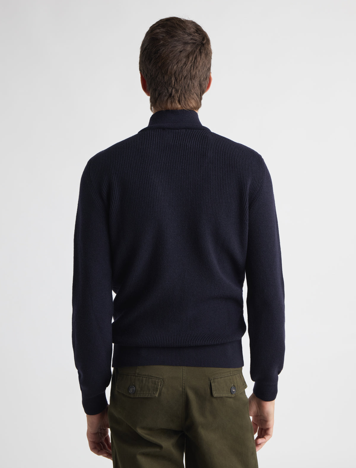 Milon b knitted high neck mens sweater button fastening navy 2