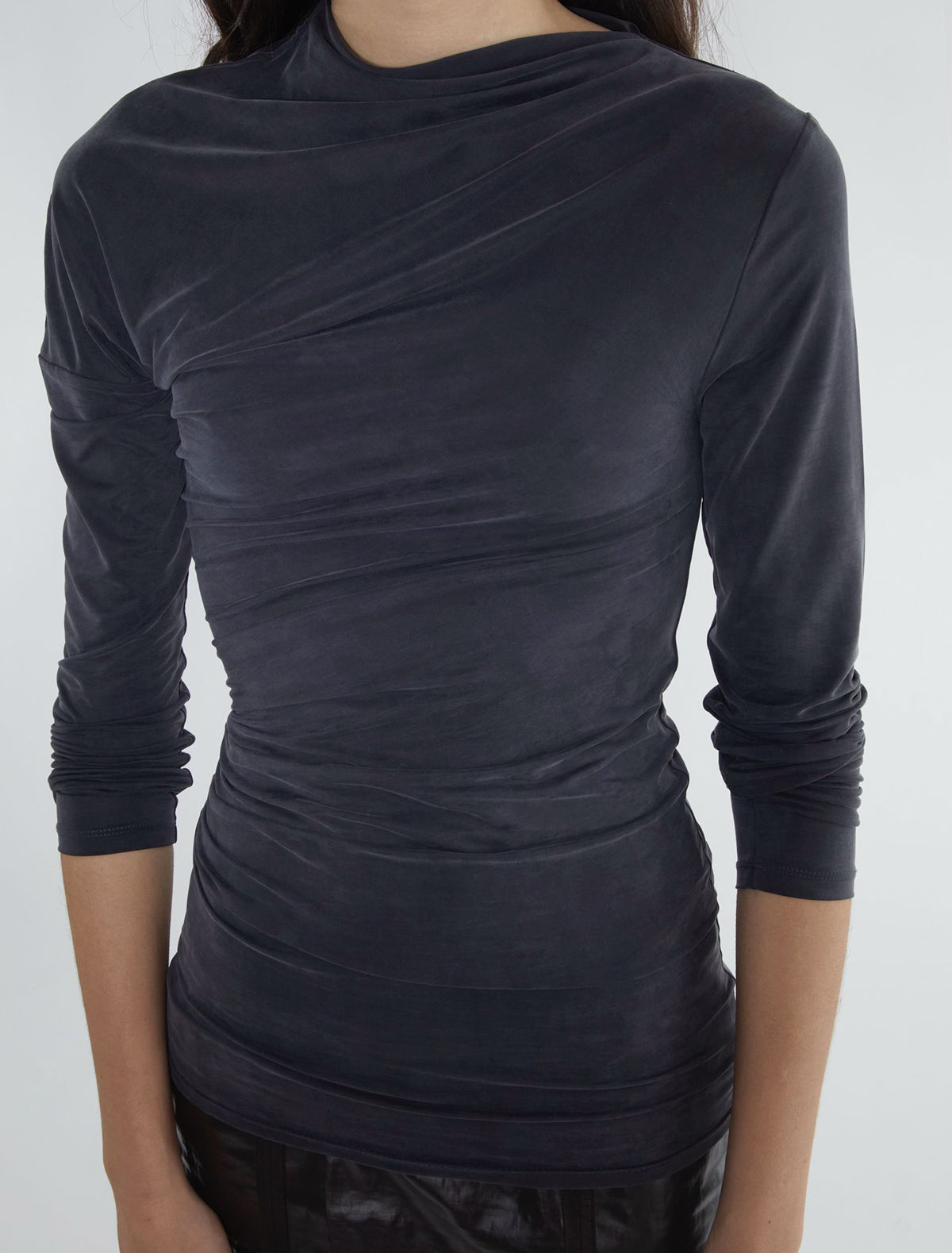 Jojo asymmetric long sleeve cupro top