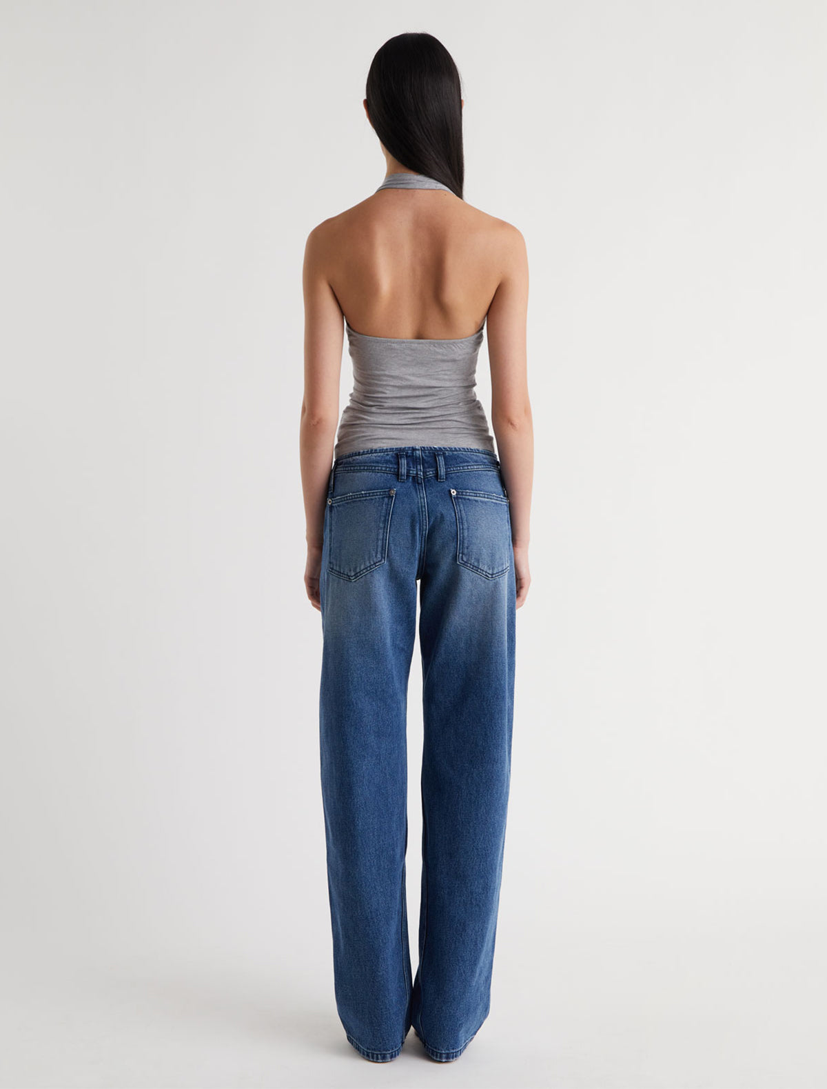 Lonati denim trousers without waistband large pockets