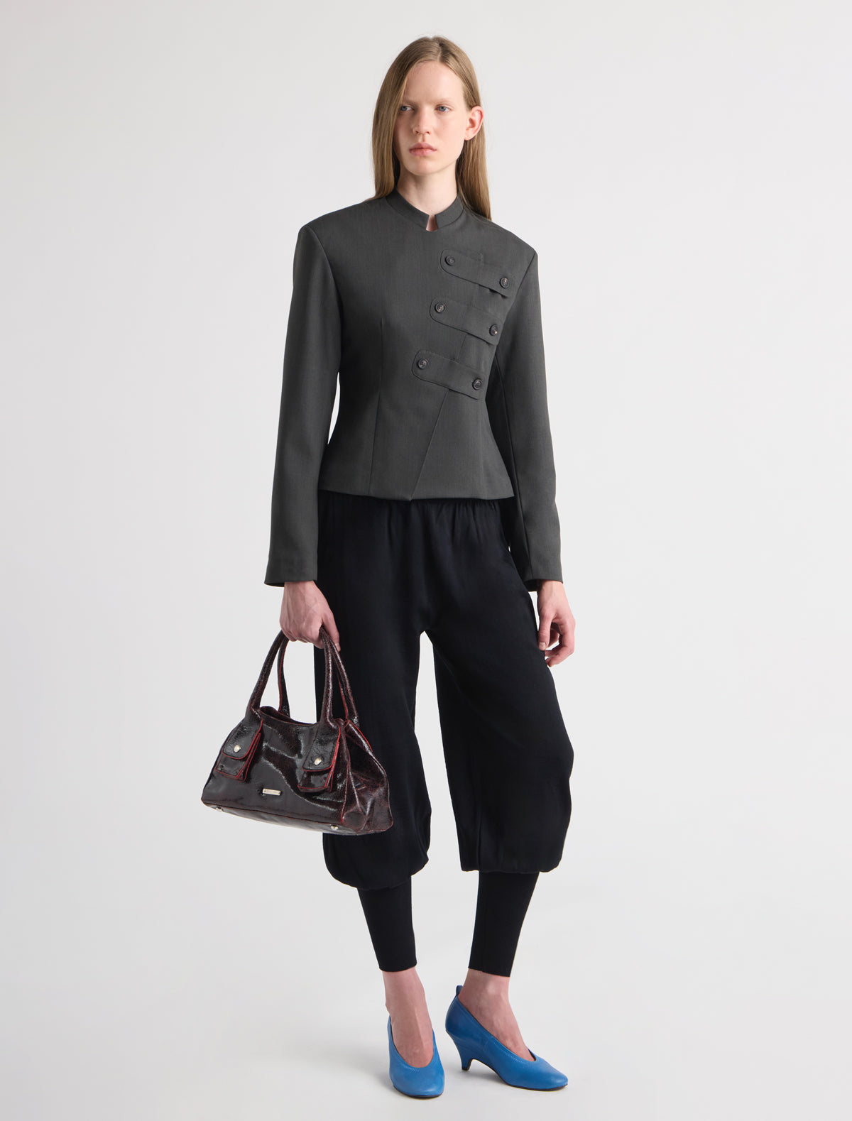 Melin balloon trousers ribbed detailing waist cuffs black