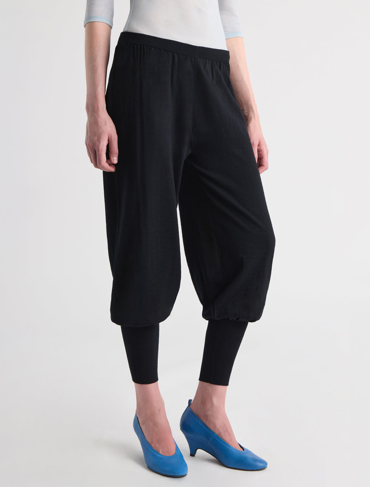 Melin balloon trousers ribbed detailing waist cuffs black