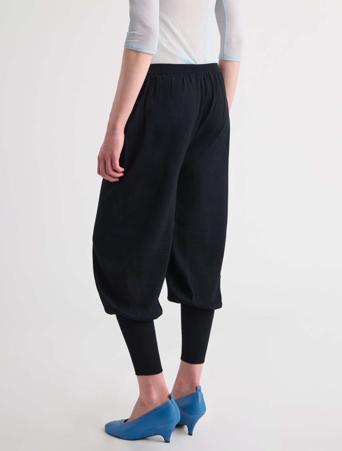 Melin balloon trousers ribbed detailing waist cuffs black