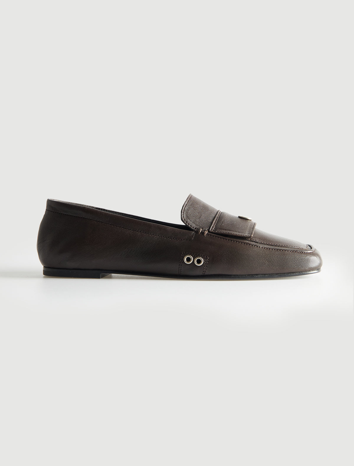 Micaela pockets lined leather loafer pocket detail vamp brown