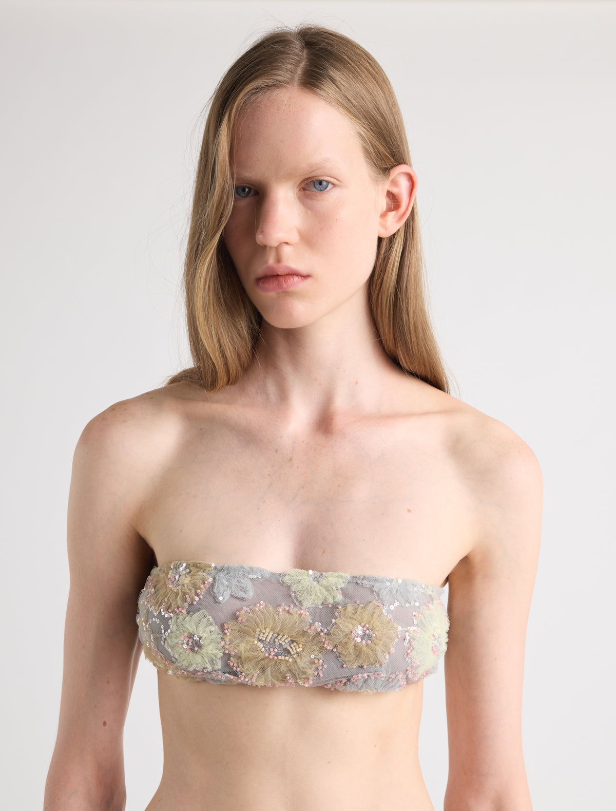 Mina embellished bandeau top lined offwhite