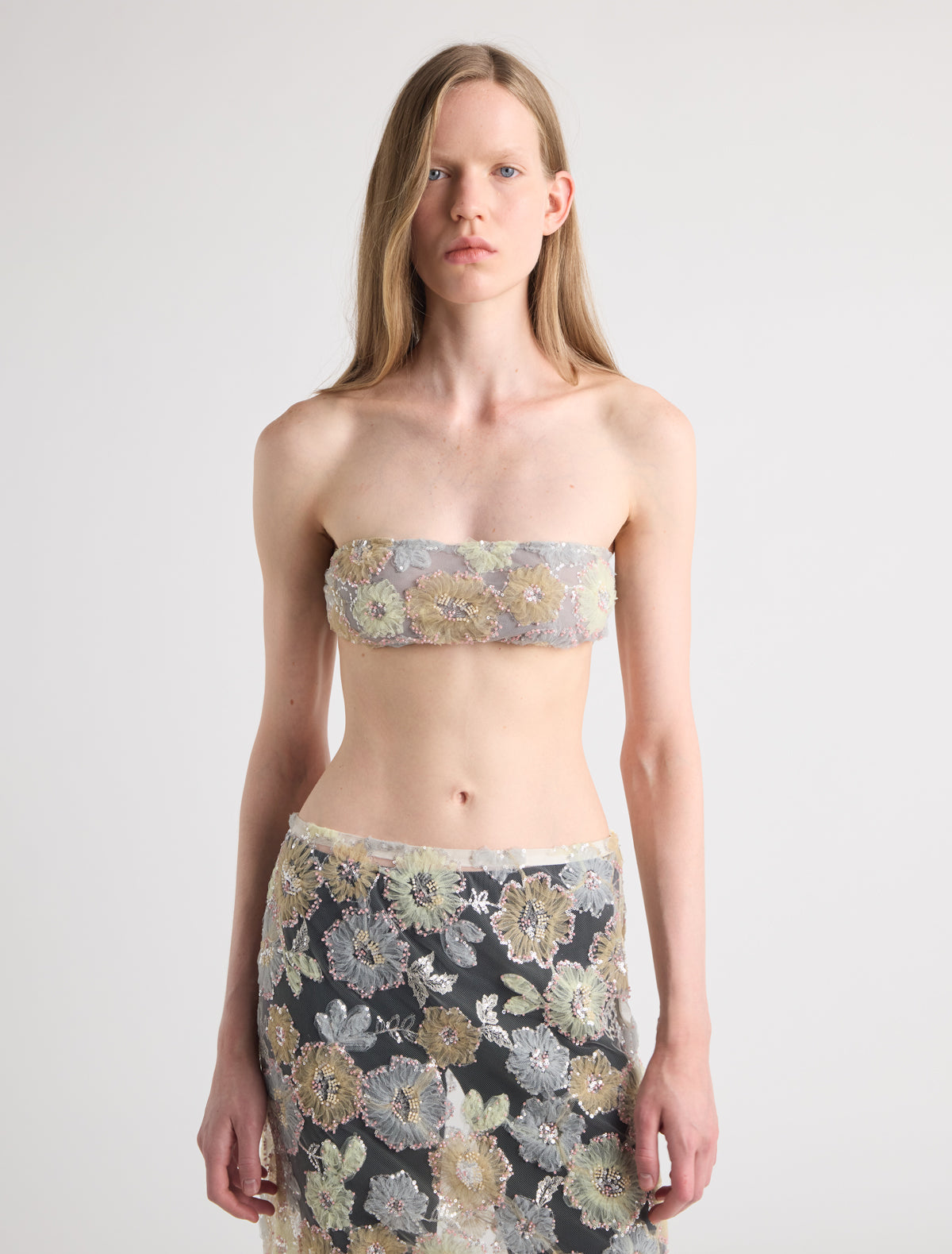 Mina embellished bandeau top lined offwhite