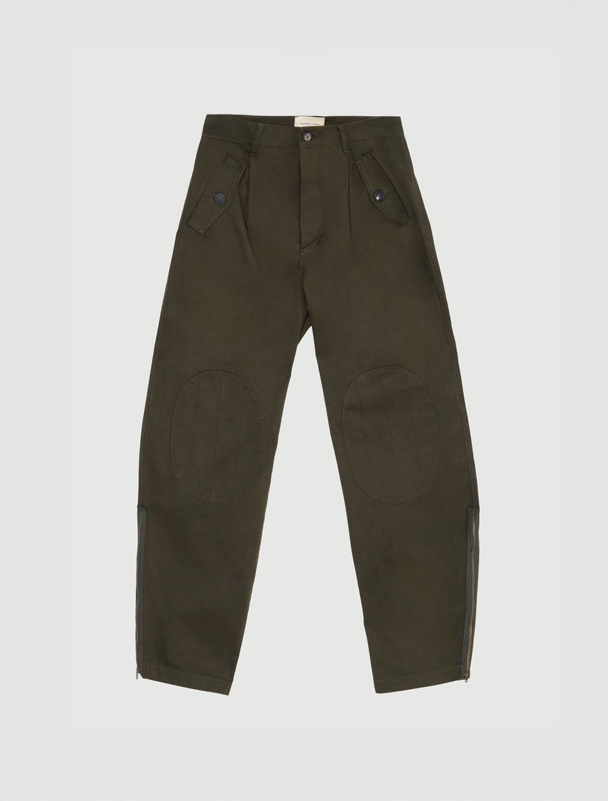 Figma ii pleated twill trousers rounded shape khaki