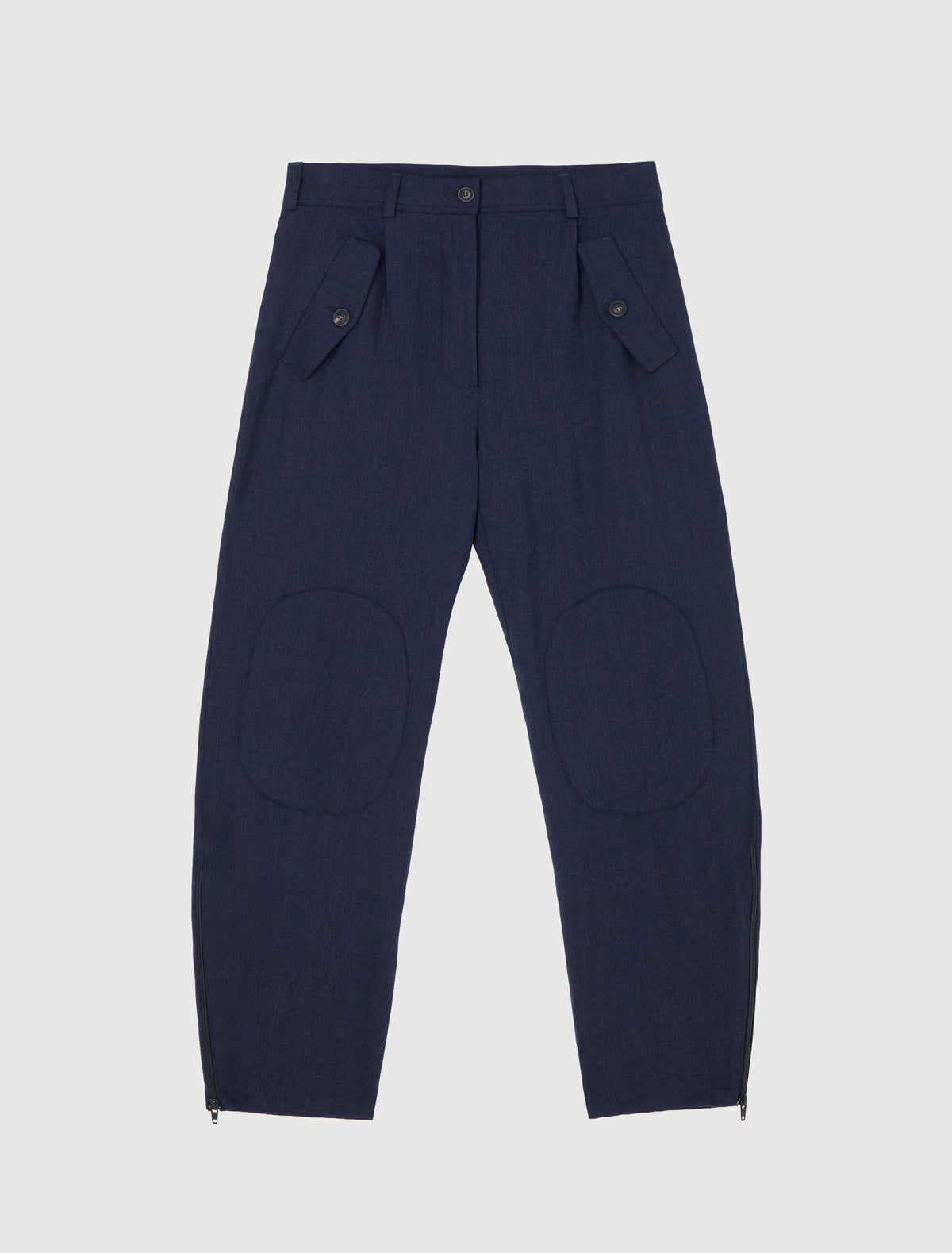 Figma pleated trousers rounded shape navy