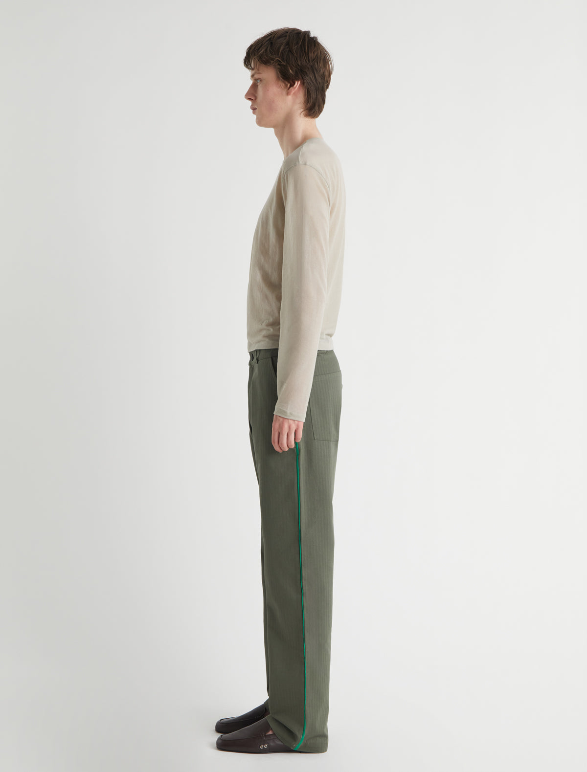 Pi twill pants contrast piping sides 2