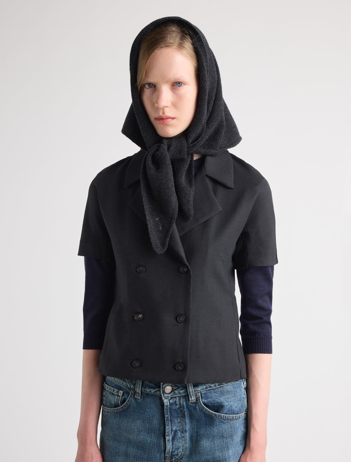 Prima soft warm wool triangle scarf newgrey