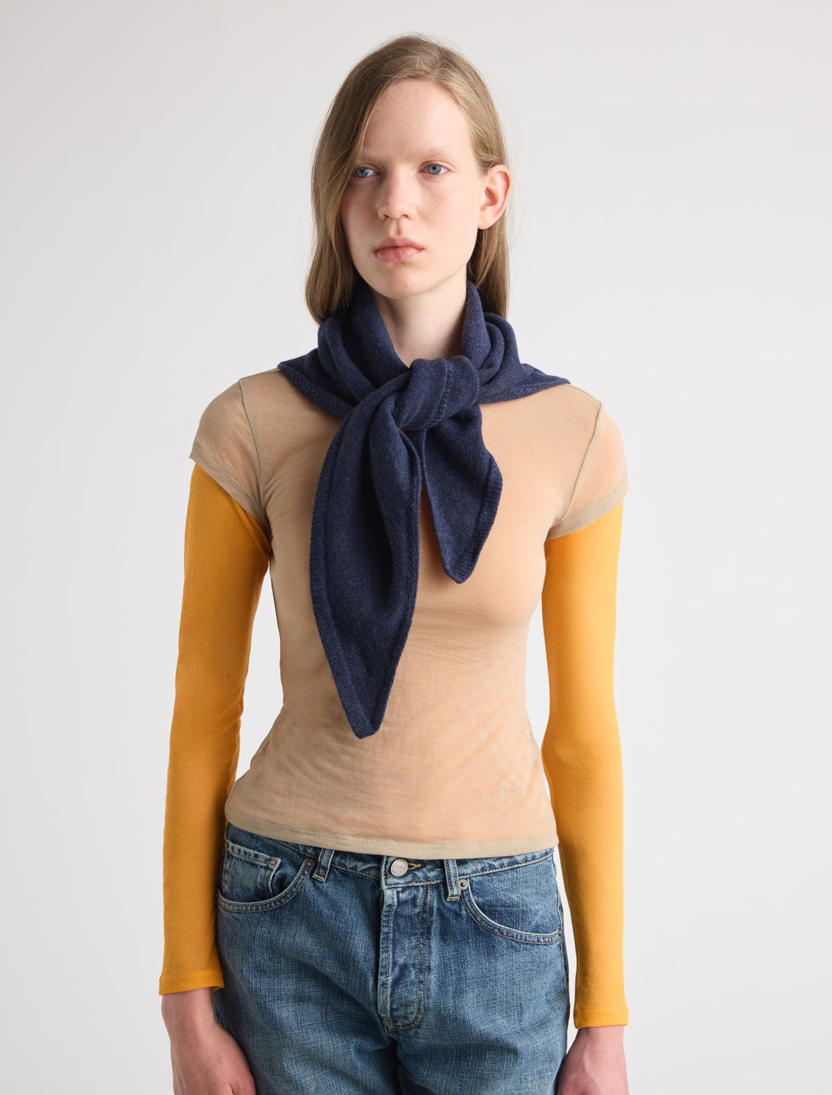 Prima soft warm wool triangle scarf navy26