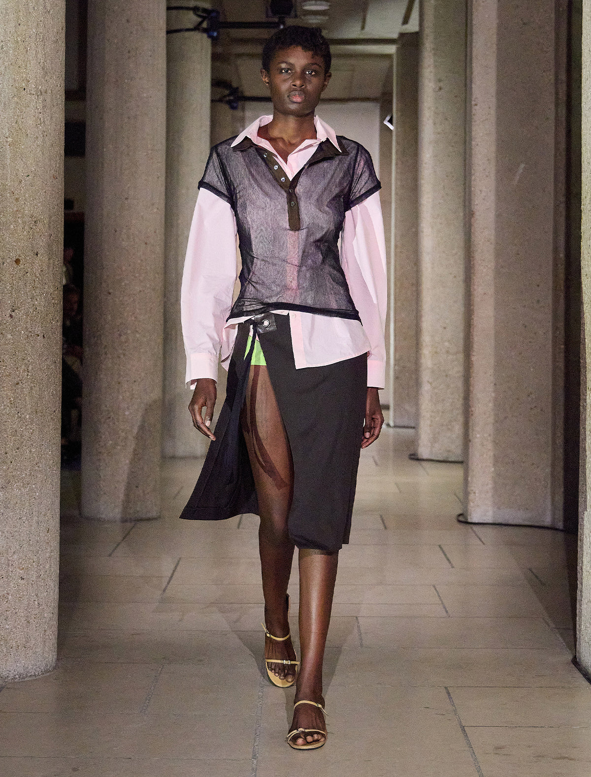 Blont ii midi wrap style open front darkbrown