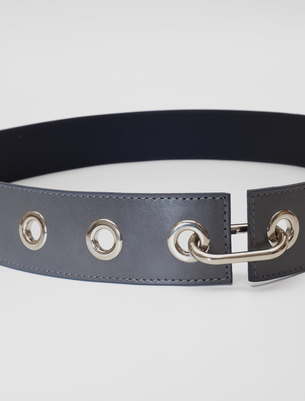 Hoop adjustable belt nickel metal eyelets carabiner greyishblue
