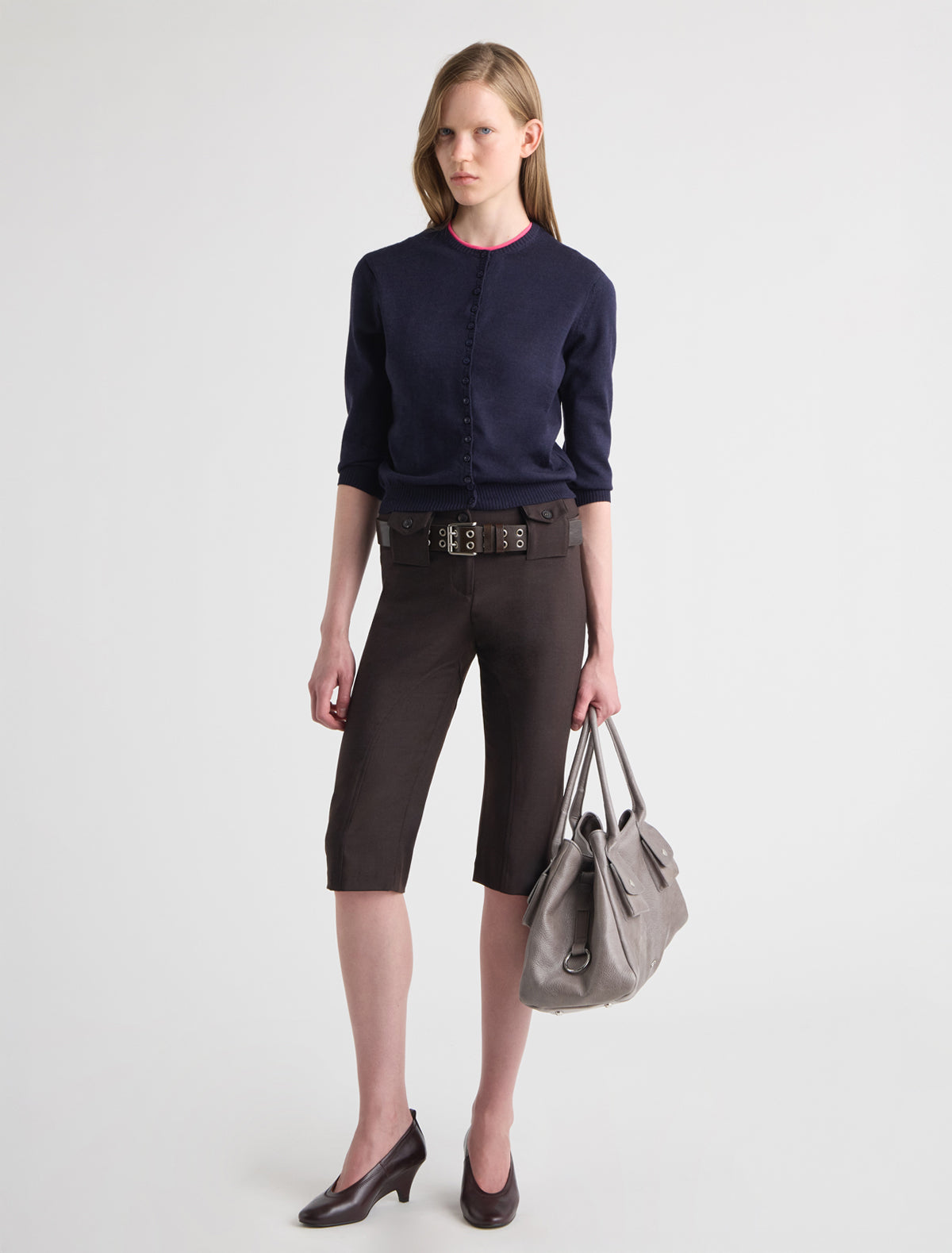 Selva capri tailored trousers belt loop style pockets wine