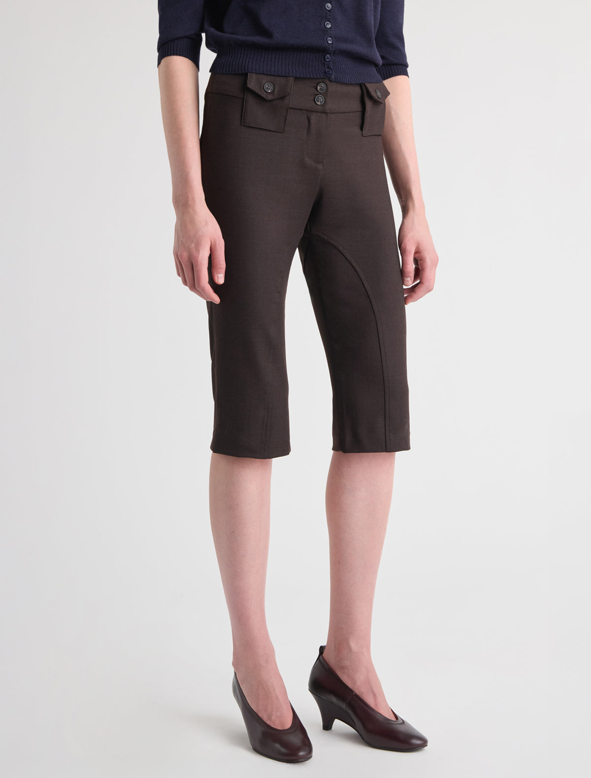 Selva capri tailored trousers belt loop style pockets wine