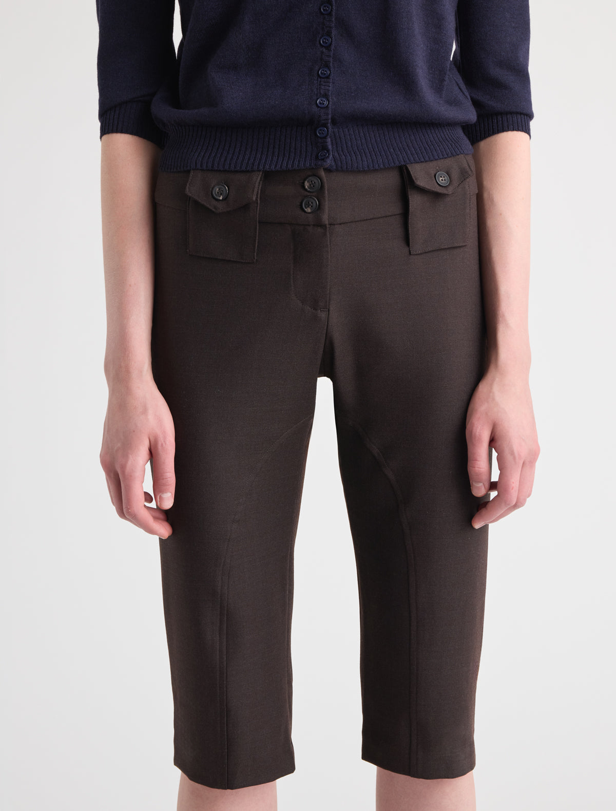 Selva capri tailored trousers belt loop style pockets wine