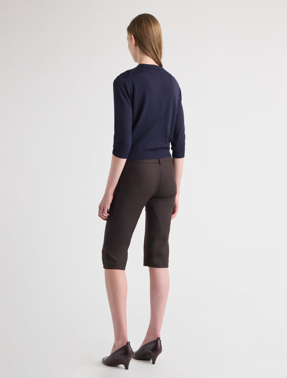 Selva capri tailored trousers belt loop style pockets wine