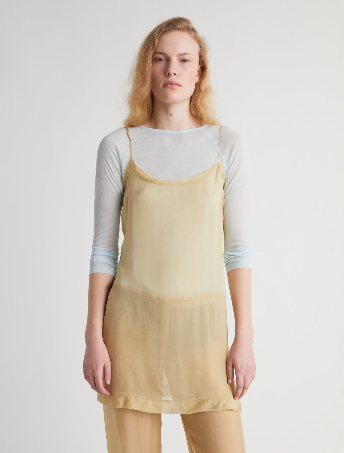 Short enos short silk slip dress ruffle detail