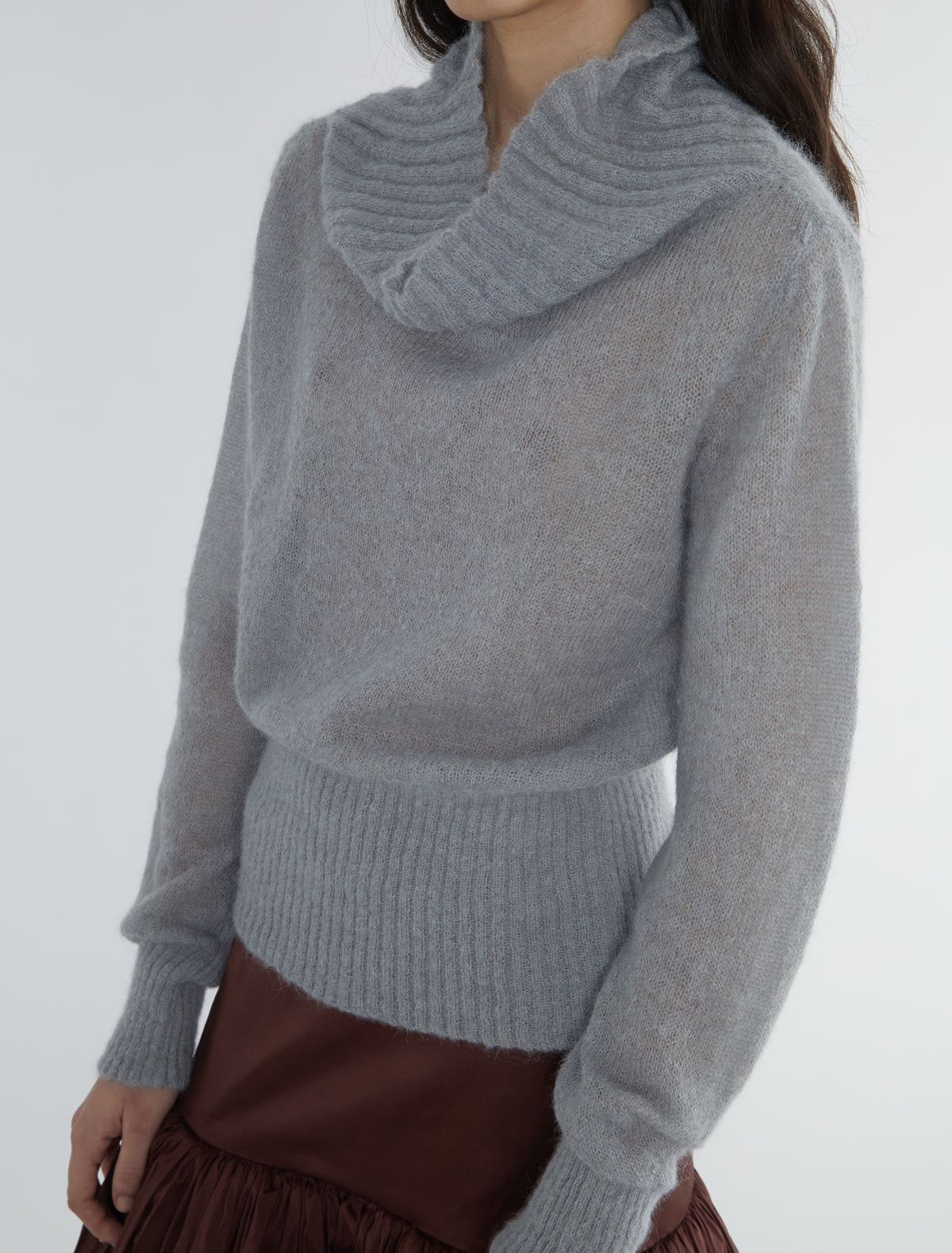 Sofre high neck ribed sweater lightgrey