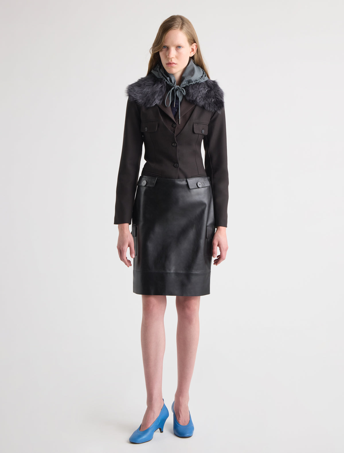 Suavin two tone blazer layered two piece effect brown