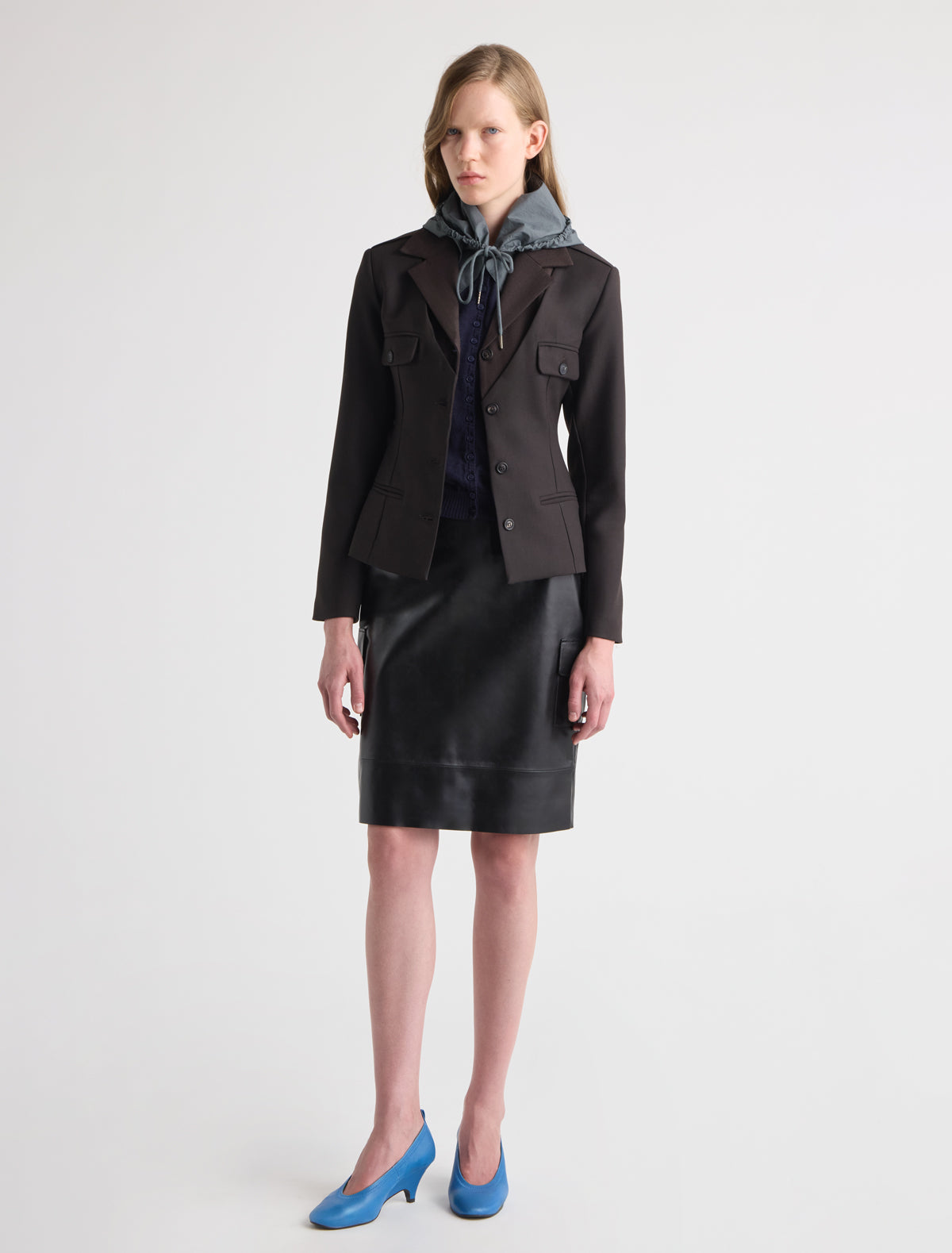 Suavin two tone blazer layered two piece effect brown