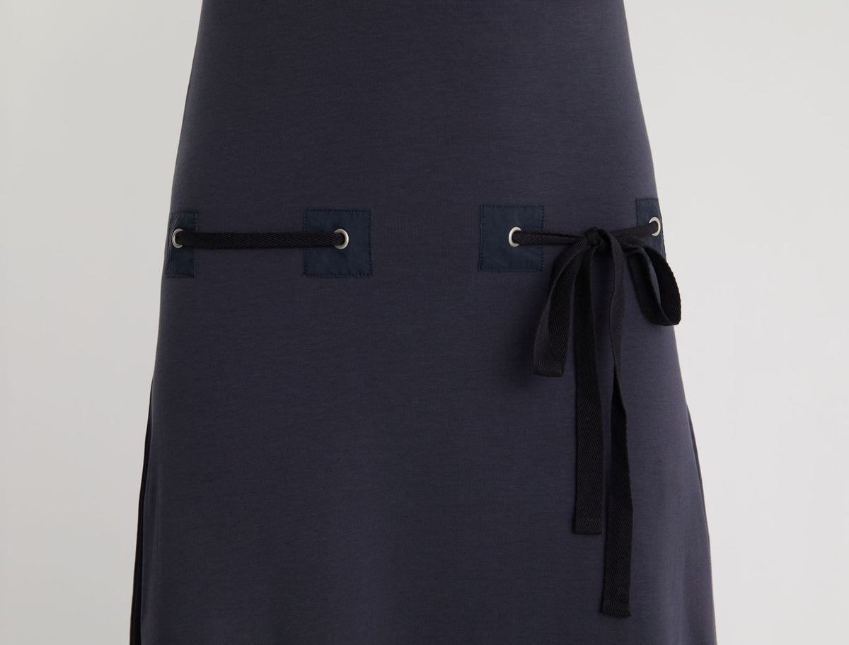 Suni dress fabric patch details hips eyelets blue
