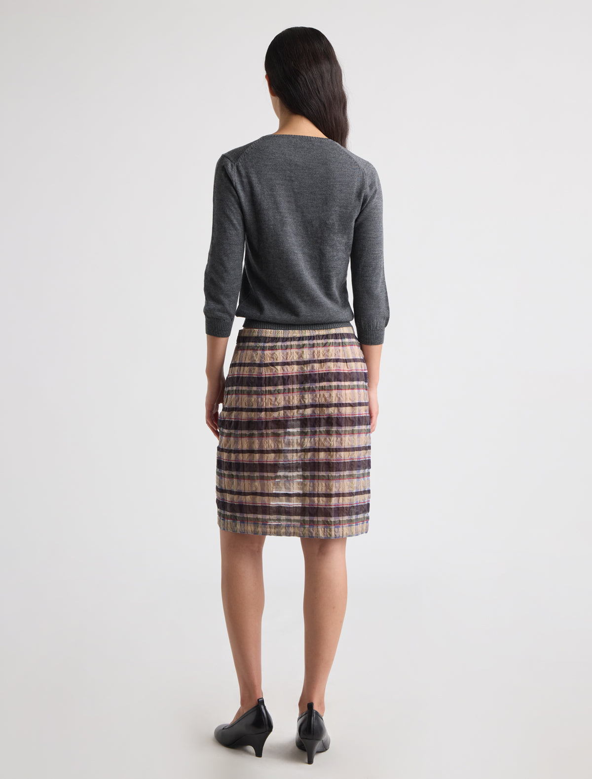 Tilsa v neck knitted sweater sleeves below elbow p w embroidery grey