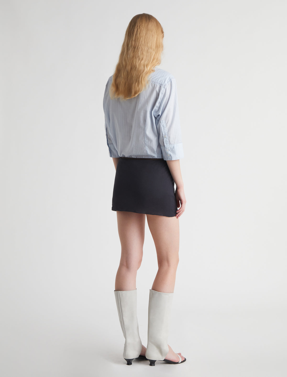 Tina mini skirt contrast ribbon trim detail waistband darkgrey