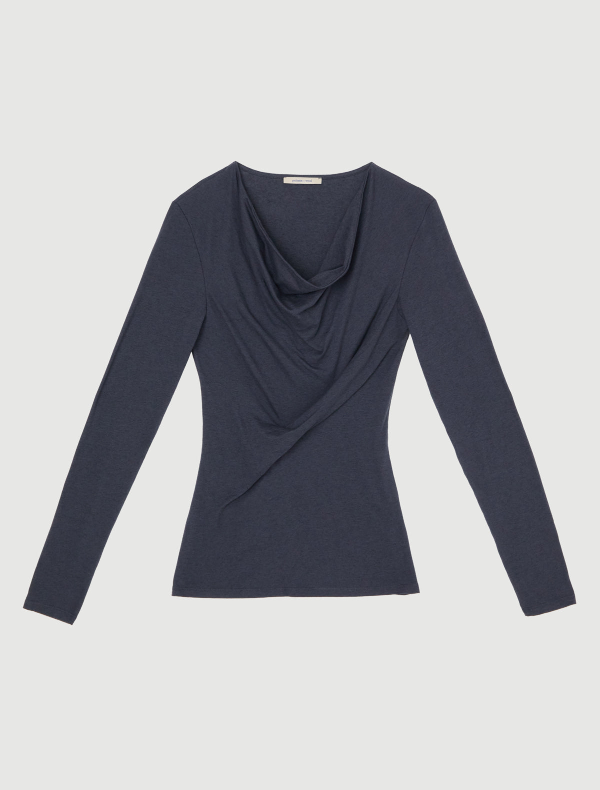 Junco long sleeve top draped neckline navy