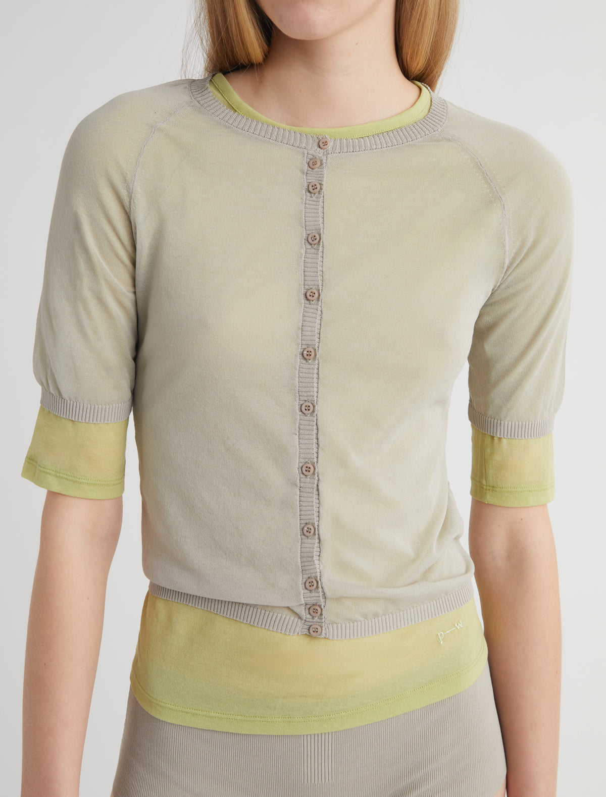 Patinela short sleeve knit cardigan beige