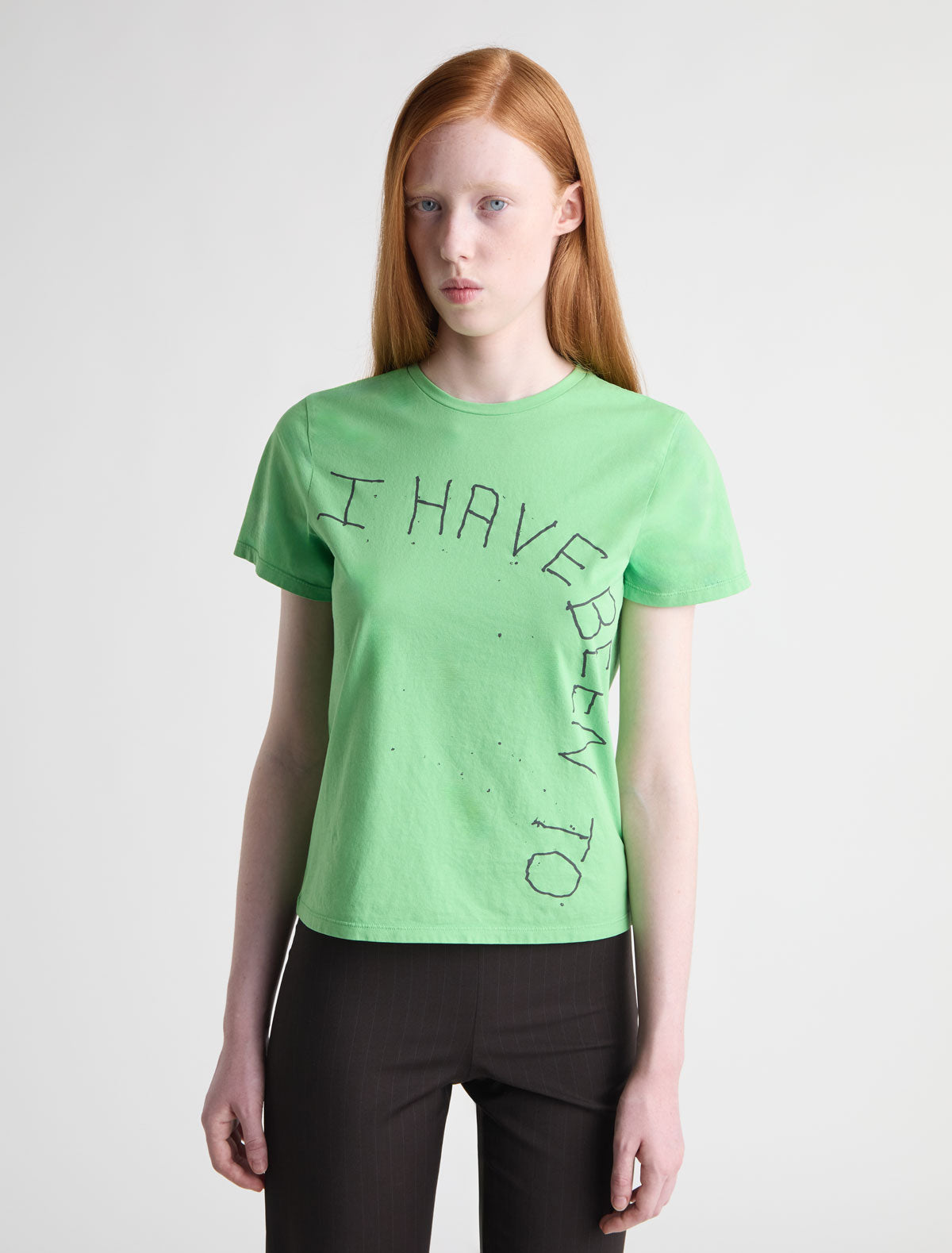 Visita ii short sleeved t shirt round neckline prints front back green