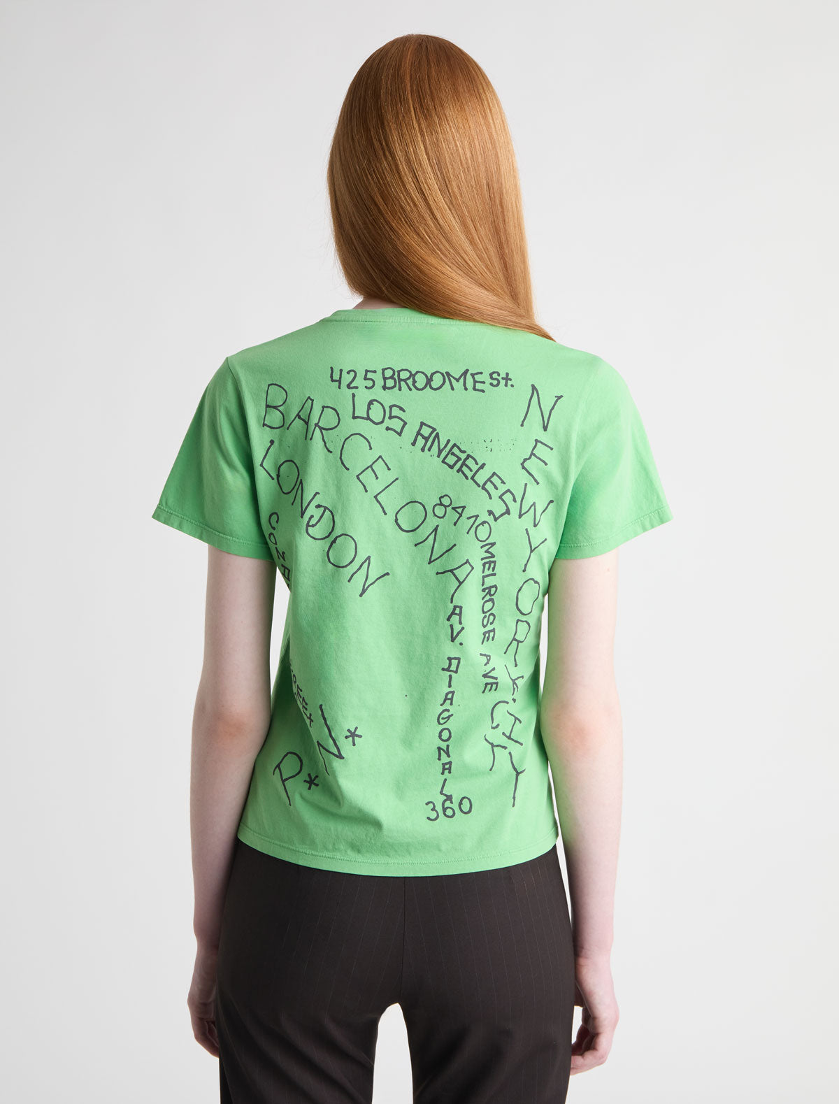 Visita ii short sleeved t shirt round neckline prints front back green