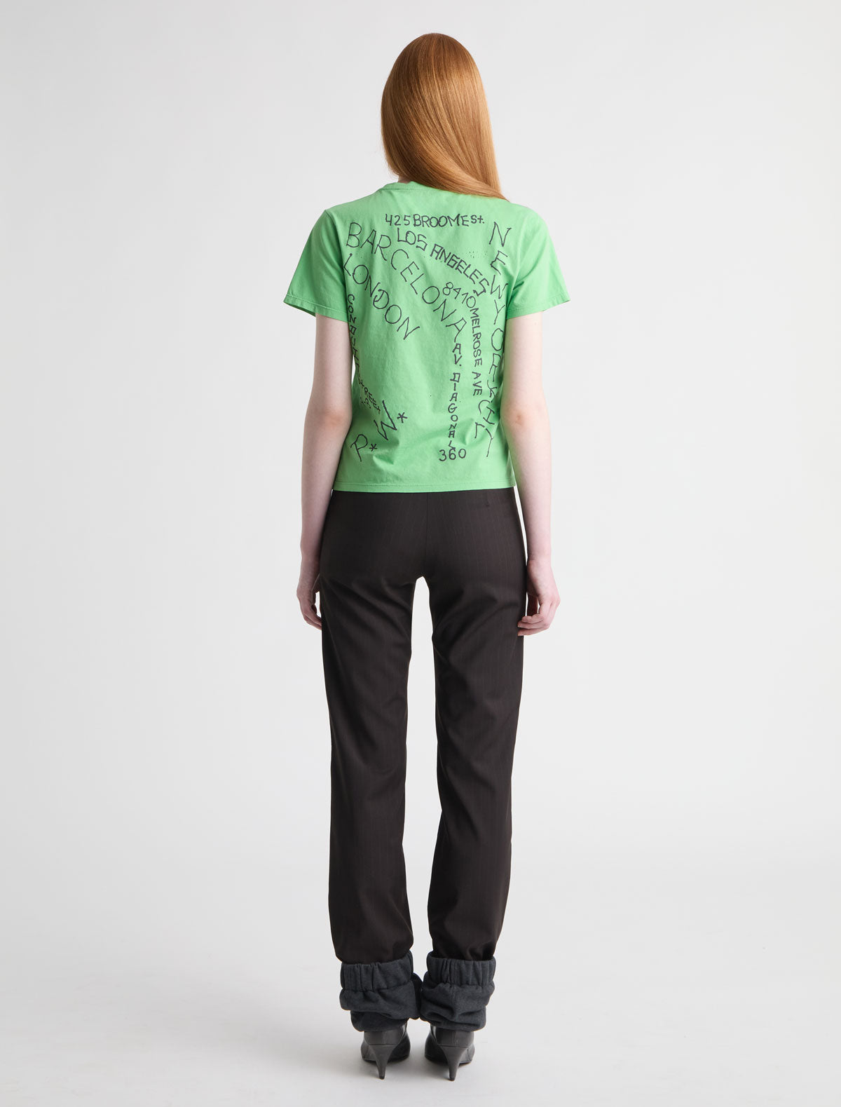 Visita ii short sleeved t shirt round neckline prints front back green