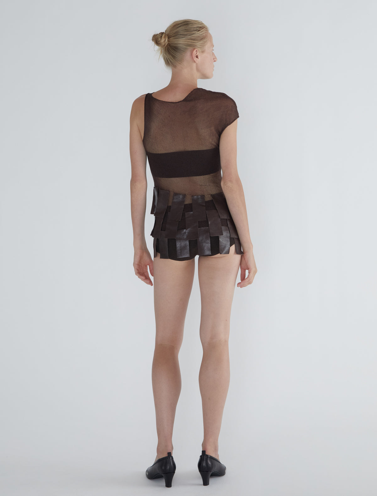 Stroke fitted bandeau top brown