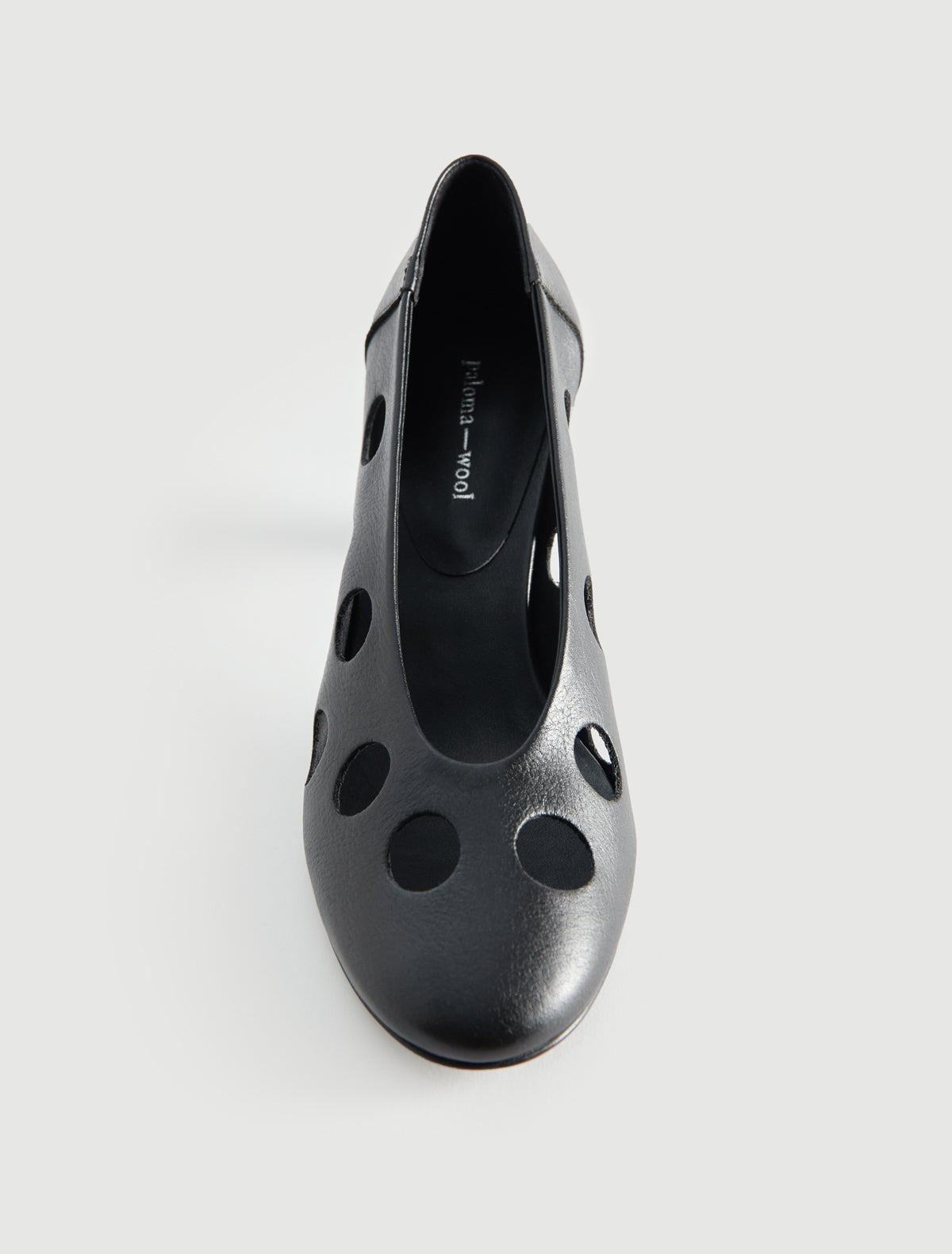 Uma dot pump perforated leather polka dot pattern black