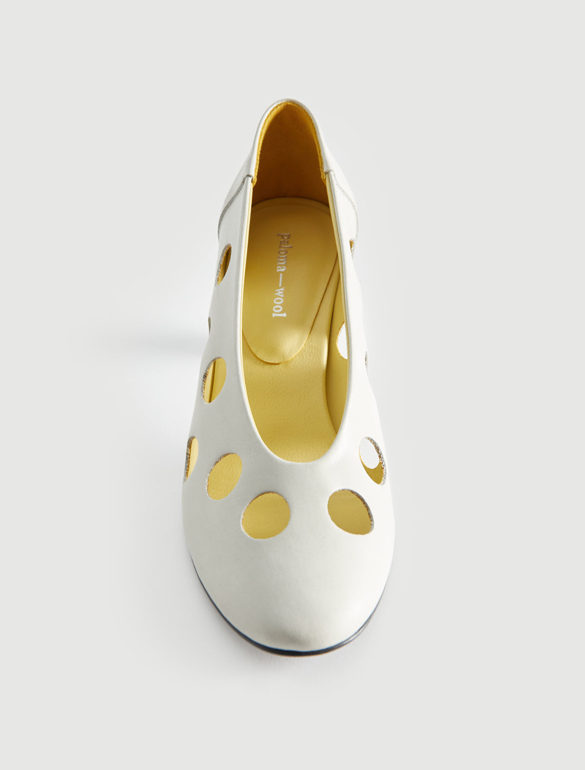 Uma dot pump perforated leather polka dot pattern offwhite