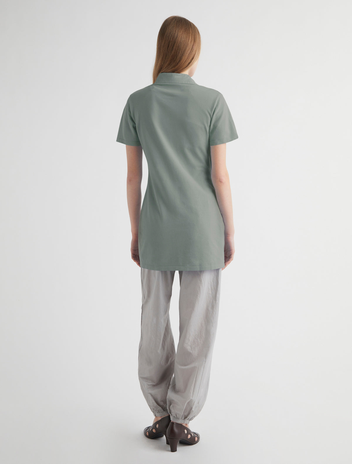 Nico short sleeved asymmetric buttoned dress khaki