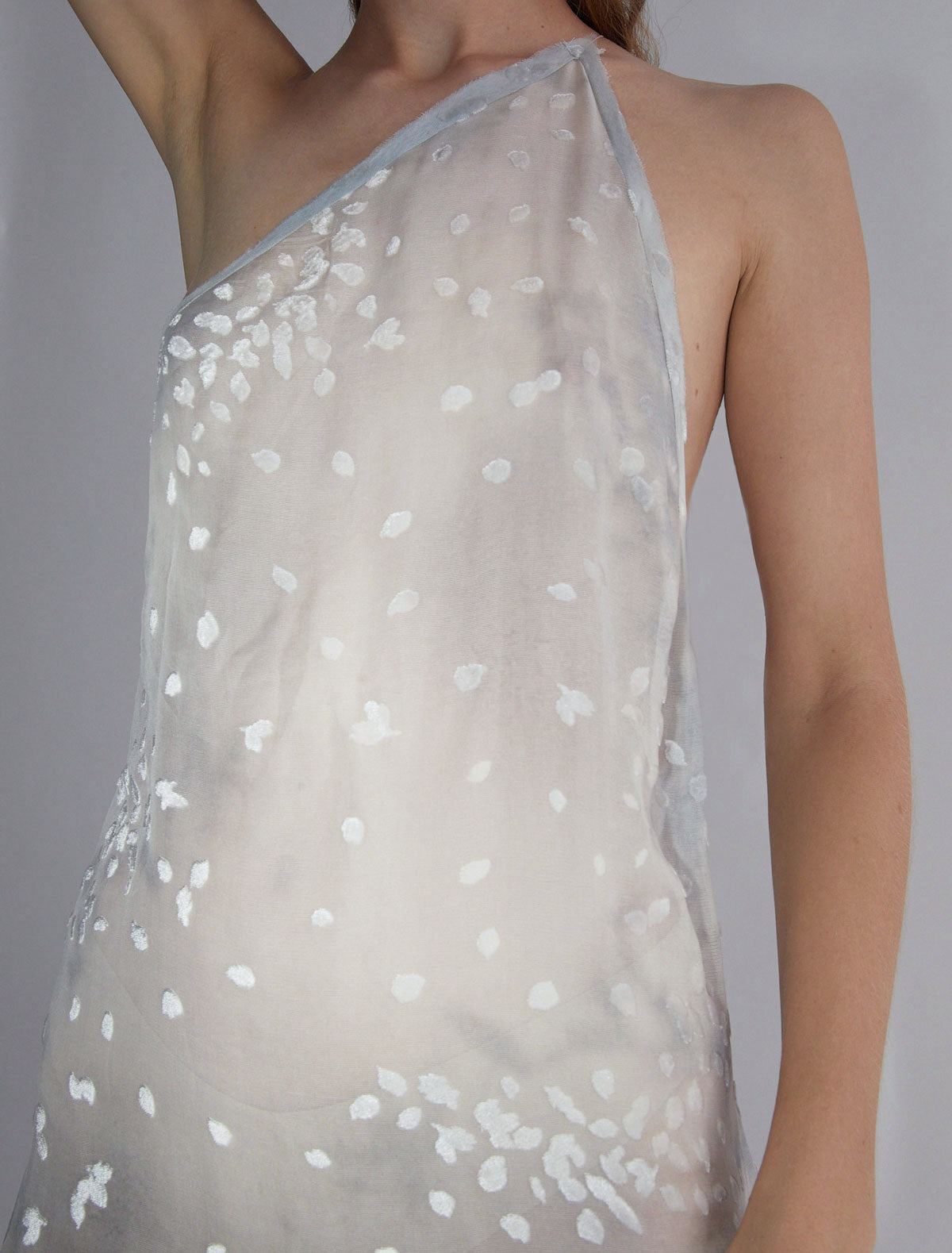 Tea asymmetrical dress irregular gradient effect devore print