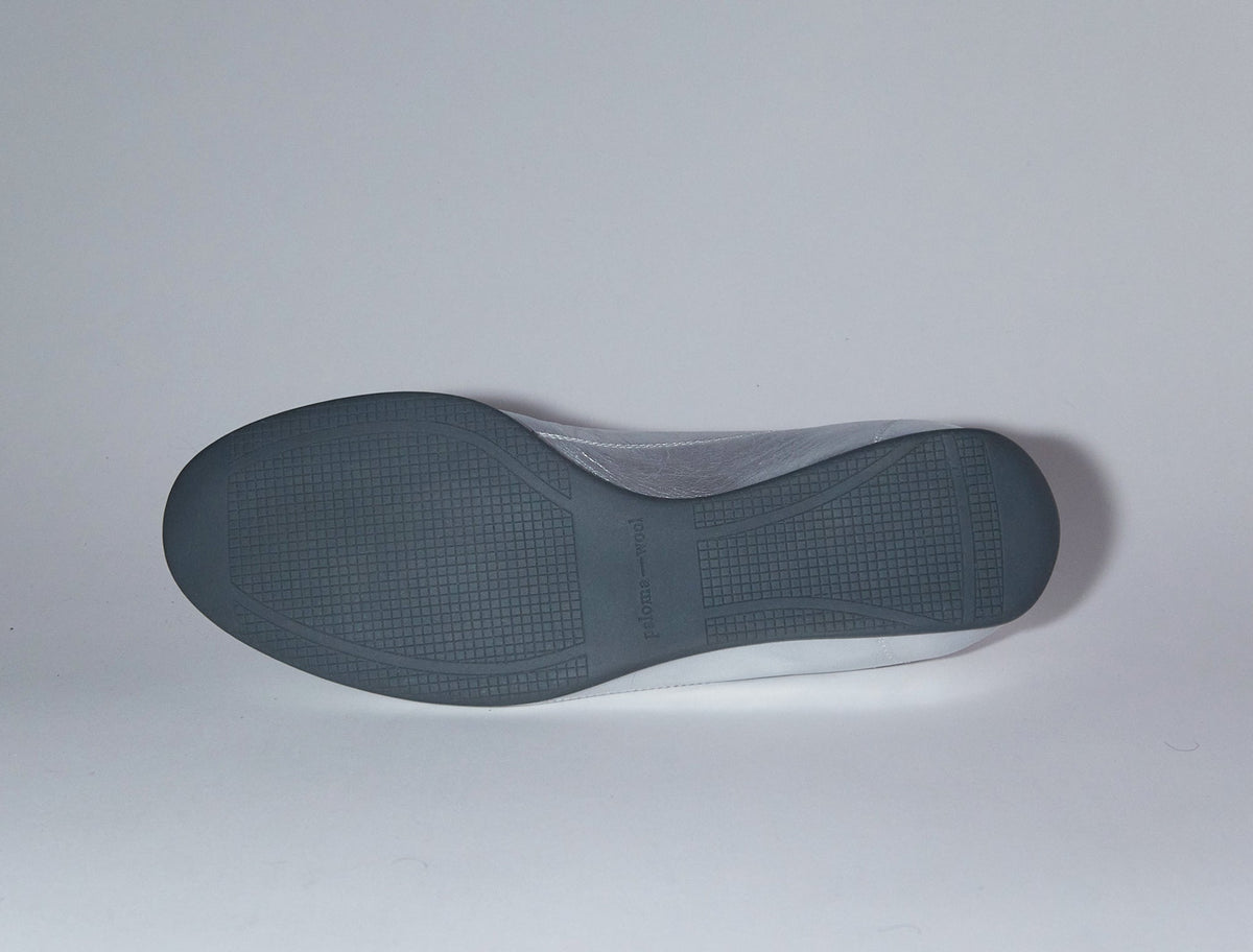 Miles laceup leather sneakers rubber sole silver