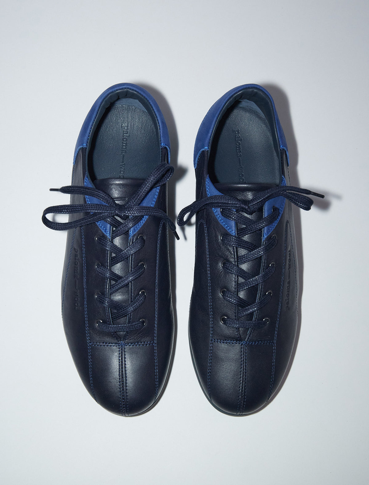 Miles laceup leather sneakers rubber sole navy