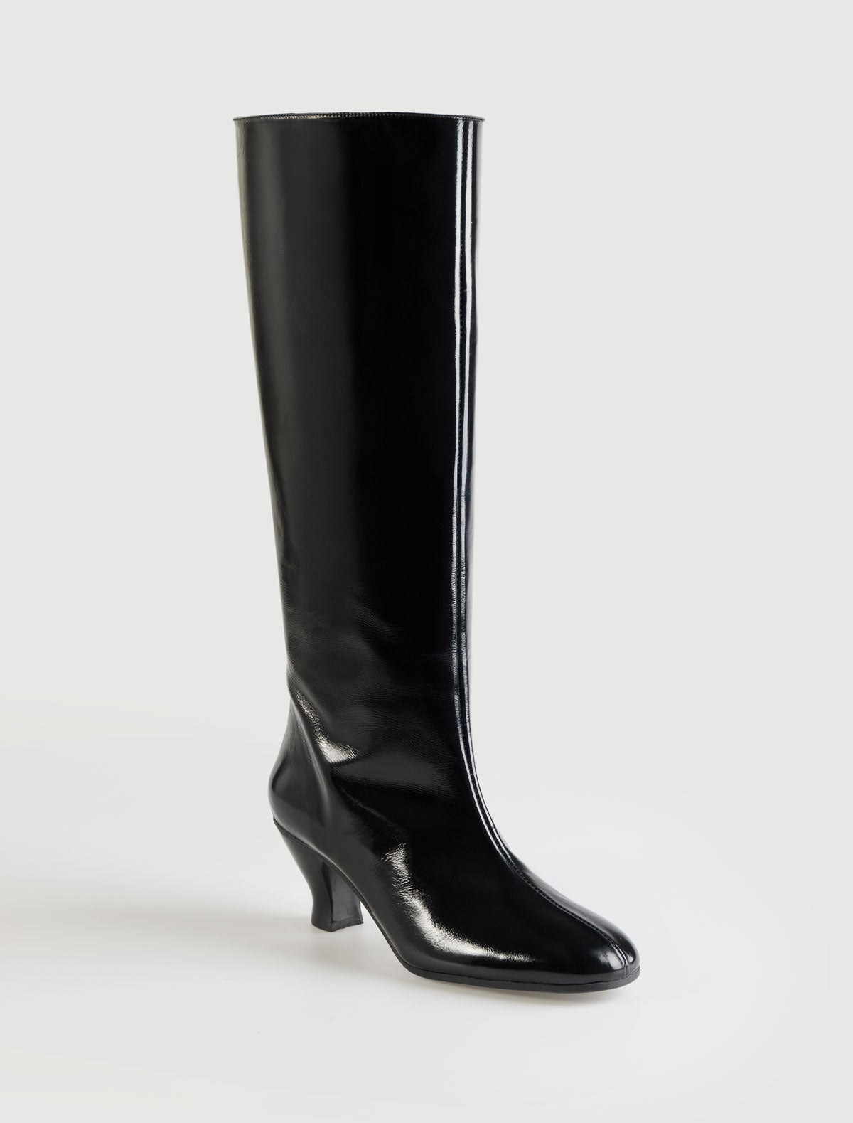 Cecilia leather boots heel painted contrasting color darknavy