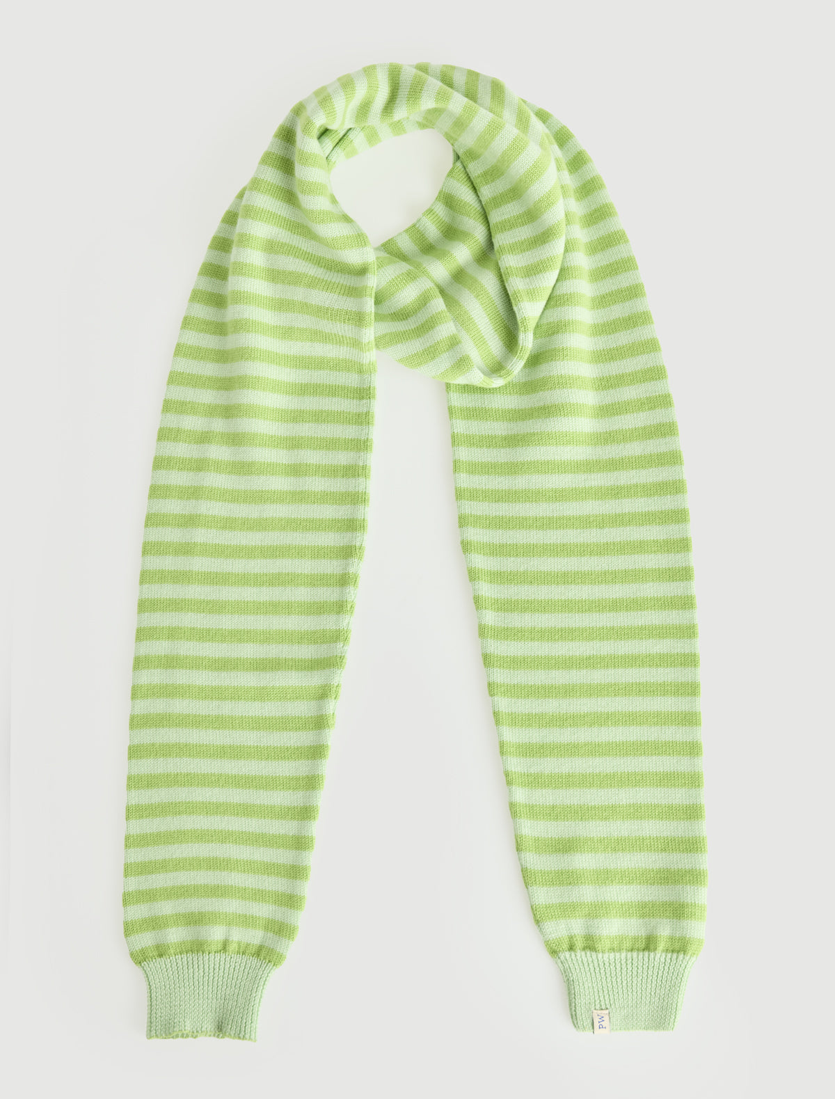 Bela striped scarf ribbed ends sleeve like effect green