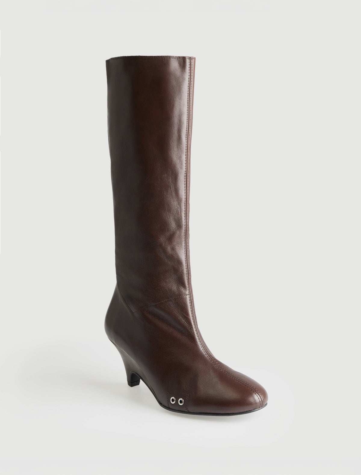 Joelia boot shaped wedge leather boot metal vent detailing brown