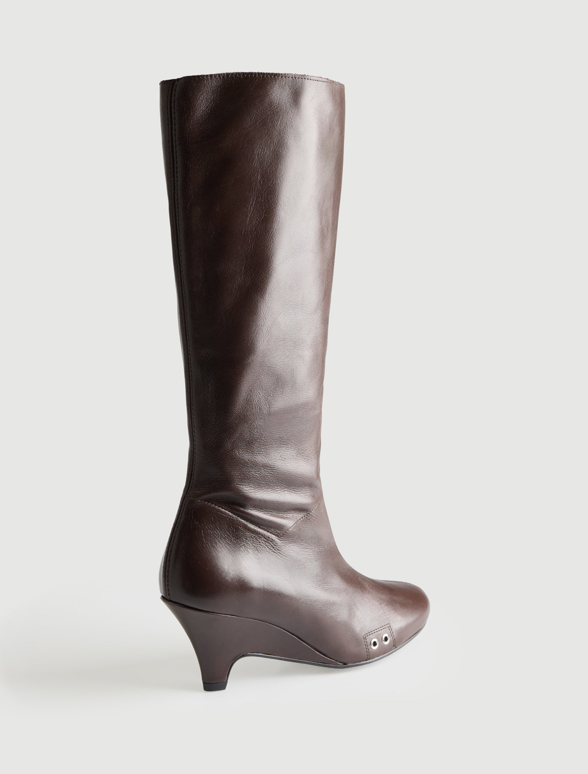 Joelia boot shaped wedge leather boot metal vent detailing brown