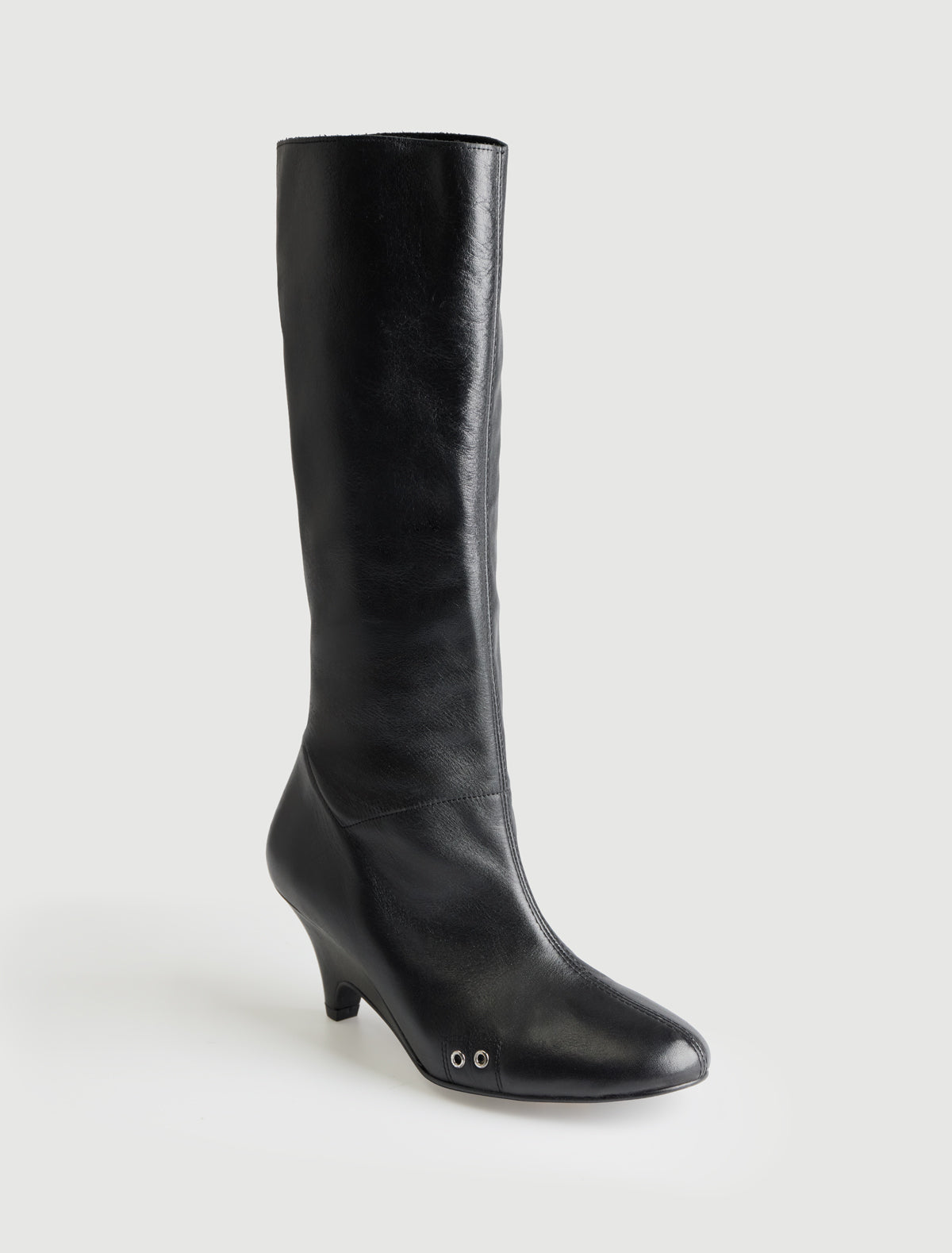 Joelia boot shaped wedge leather boot metal vent detailing black